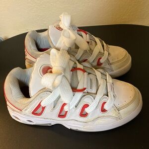 Youth White and Red Athletic Sneakers